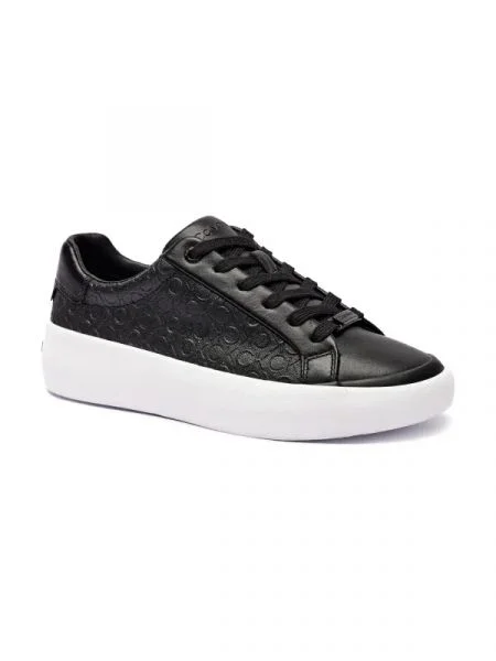 Calvin Klein Sneakers tornacipő bőr hozzáadásával fekete