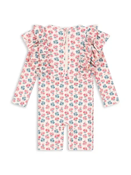 Konges Sløjd Jednodílné dětské plavky MANUCA FRILL ONESIE GRS růžové