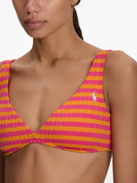 Costum de baie Polo Ralph Lauren în carouri cu decolteu în V galben