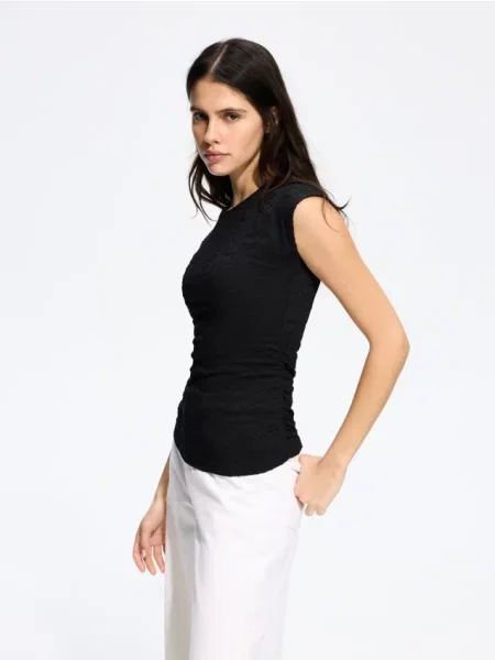 Reserved Bluză cu model structurat negru