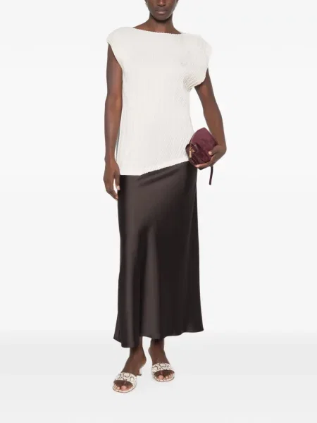 Fusta maxi Imperial din satin maro