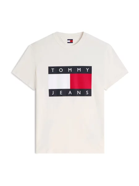 Tommy Jeans Tricou bej / roșu / negru alb