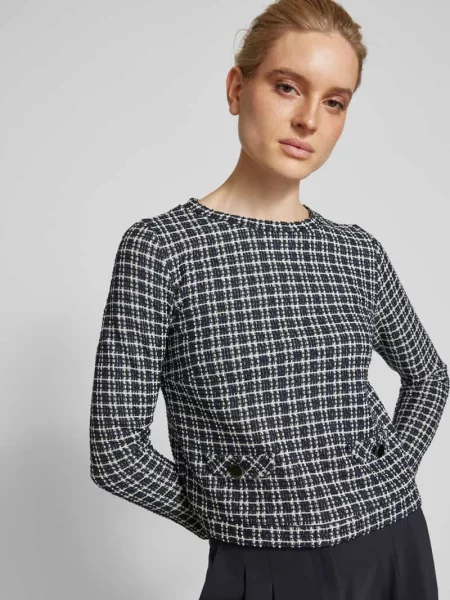 Sweter z dekoltem okrągłym More & More granatowy
