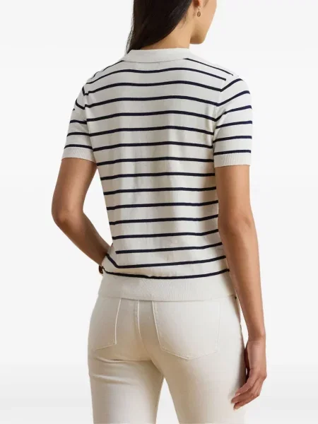 Ριγέ polo Lauren Ralph Lauren με κέντημα λευκό