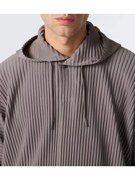 Mikina s kapucňou Homme Plissé Issey Miyake sivá