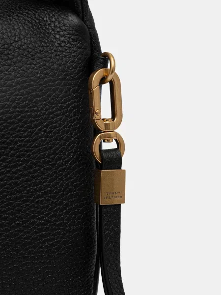 Kožená kabelka Tommy Hilfiger černá