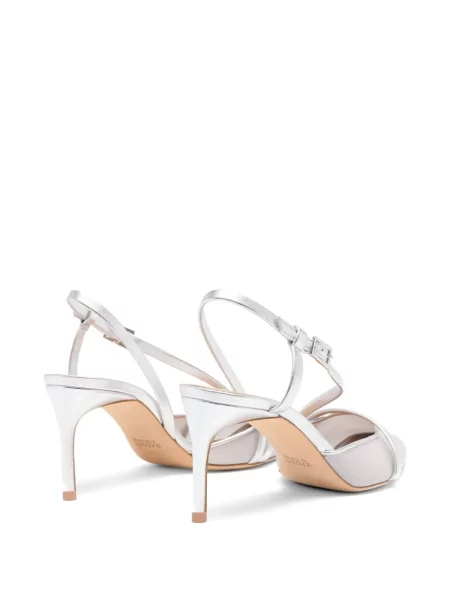 Pantofi cu toc Malone Souliers slingback din organza alb