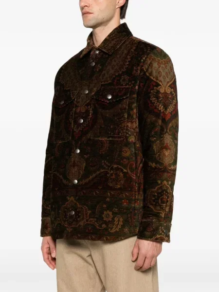 Geacă Etro de catifea cord cu imagine cu model paisley maro