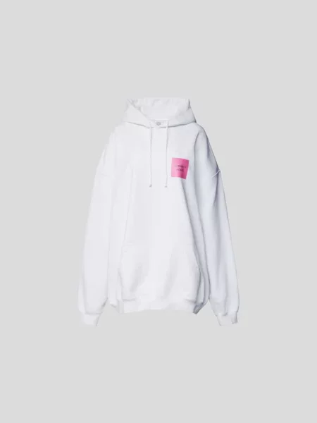 Bluza z kapturem o kroju oversized z nadrukiem z logo Vetements biała