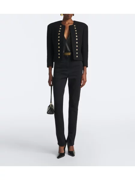 Blugi Balmain cu talie înaltă negru