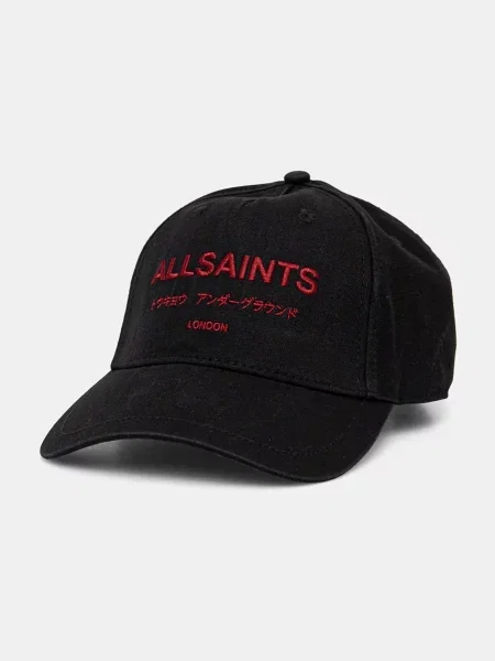 Шапка с козирка AllSaints с апликация черно