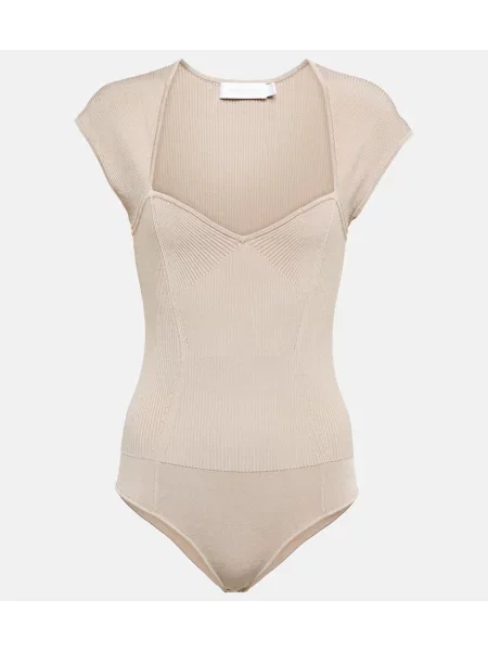 Dzianinowy sweter Simkhai prążkowany beżowy