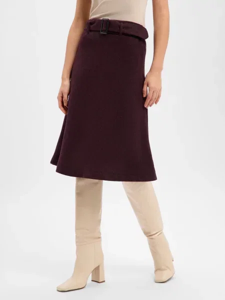 Marie Lund spódnica midi z wełną Kobiety Sztuczne włókno marmurkowy 34 czerwony