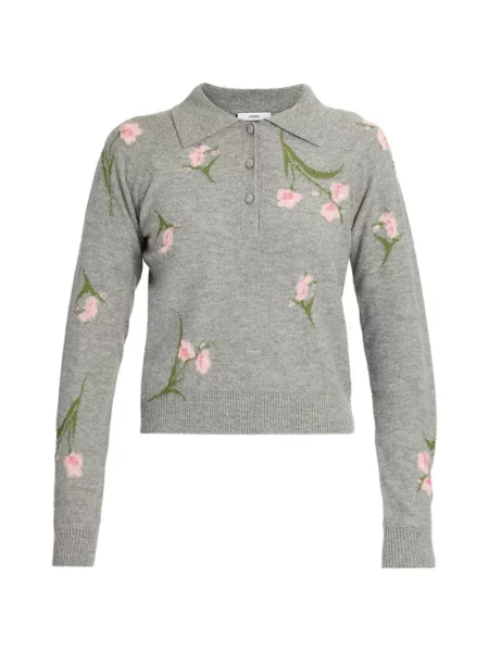 Pulover Erdem cu model floral gri
