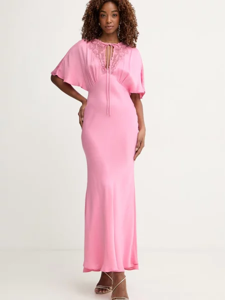 Twinset rochie din vâscoză roz