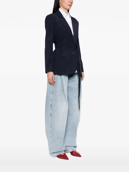 Jakna Twinset s cvjetnim printom veze plava