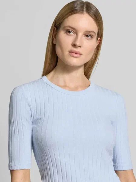 T-shirt w efekt prążkowania model Savka' Opus niebieska
