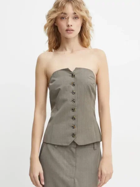 Samsoe Samsoe tricou din amestec de lana SAELLEN neted gri