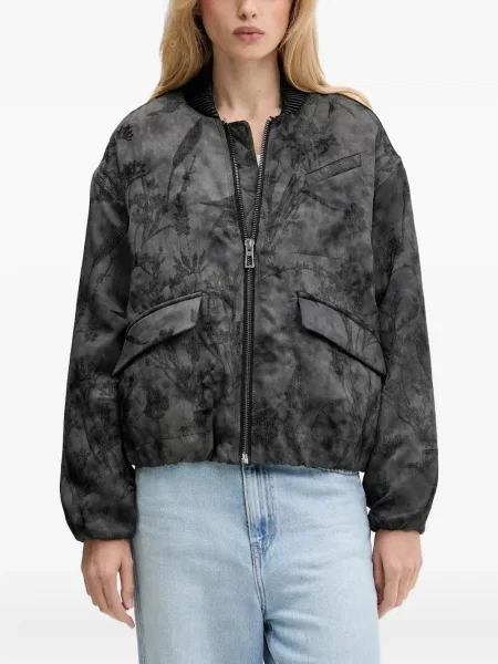 Geacă bomber Desigual cu broderie cu model floral negru