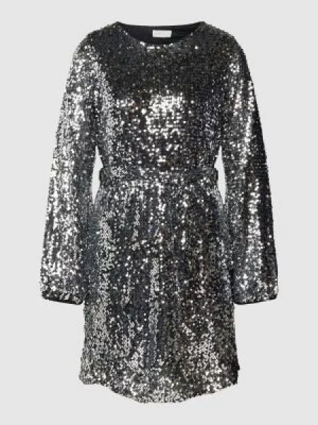 Sukienka mini z cekinowym obszyciem na całej powierzchni Apricot