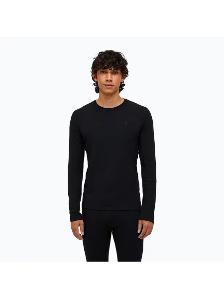 Tricou sport Peak Performance de lână cu mâneci lungi negru