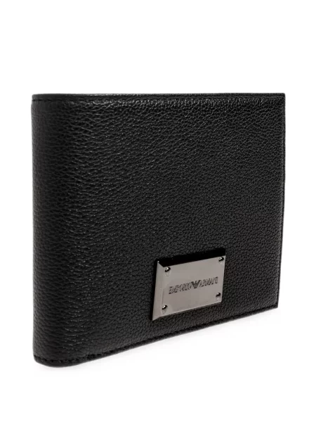 Кожено портмоне Emporio Armani с автограф черно