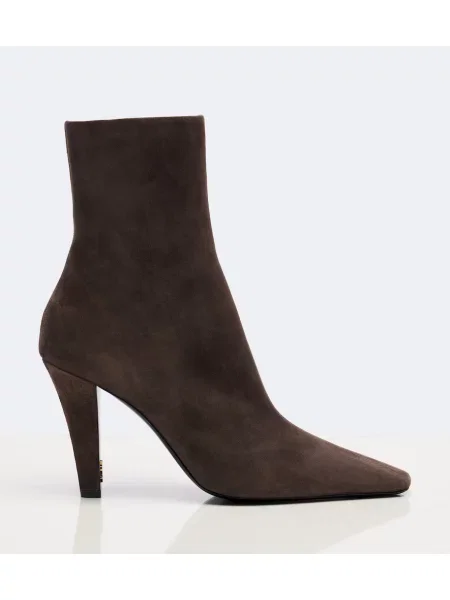 Cizme scurte Saint Laurent din piele de căprioară maro