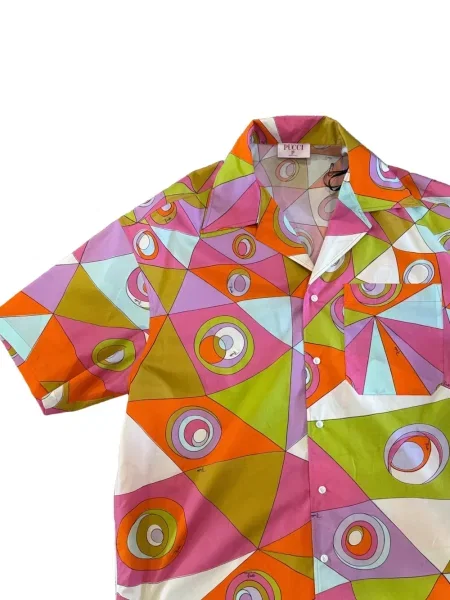 Scurt cămașă Pucci cu imagine cu imprimeu geometric roz