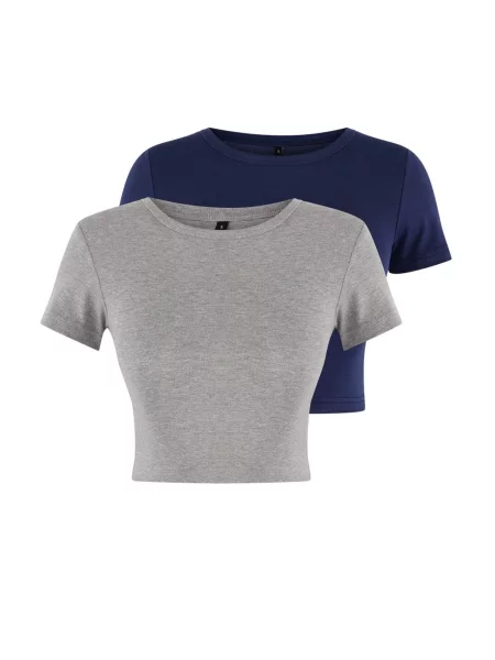 Trendyol Tricou albastru închis gri