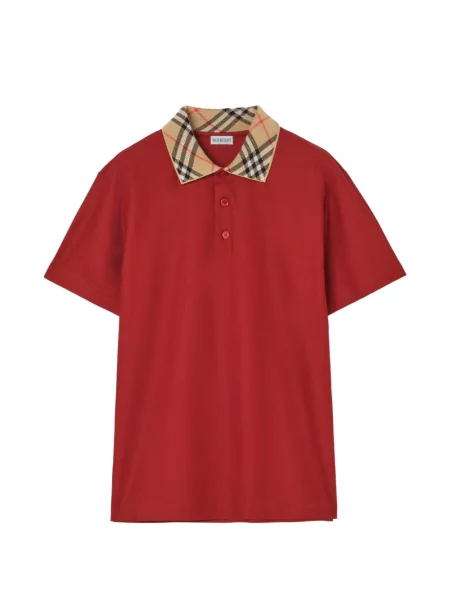 Gulerat tricou polo Burberry în carouri roșu
