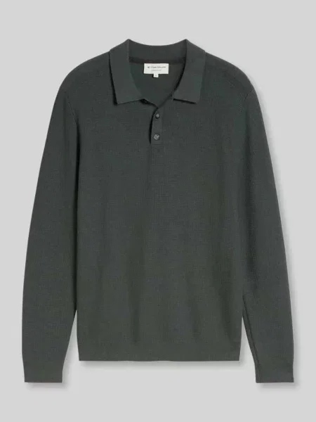 Sweter z dzianiny strukturalnej z czystej bawełny w kroju regular fit Tom Tailor oliwkowy