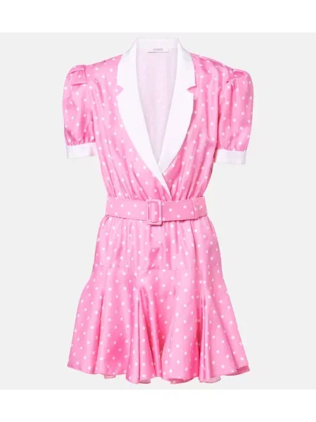 Jedwabna sukienka Rodarte w grochy różowa