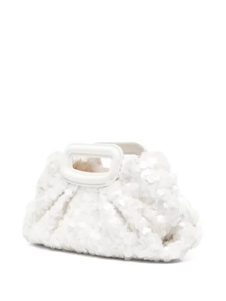 Mini geantă Maje cu paiete mini alb