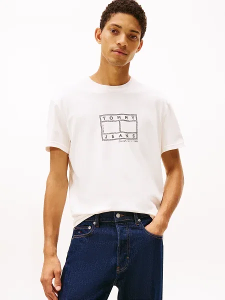 Tommy Jeans Tricou CENTER | regular fit alb