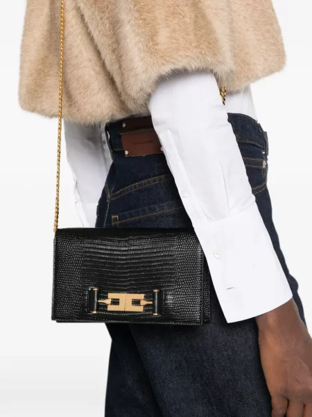 Crossbody kabelka Elisabetta Franchi s autogramem černá