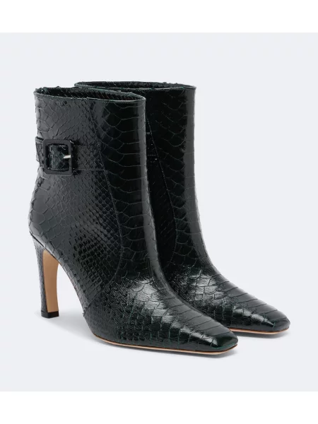 Cizme scurte Malone Souliers din piele cu model piele de șarpe negru