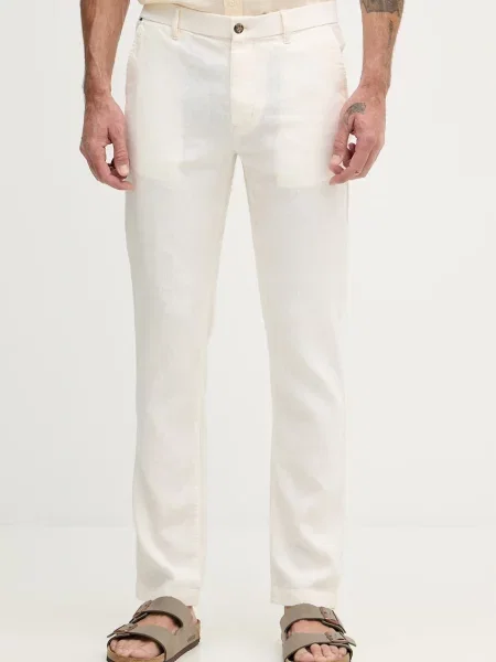 Tommy Hilfiger kalhoty se lnem béžové
