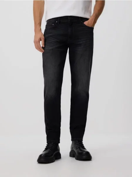 Reserved Jeansy slim z efektem sprania szary