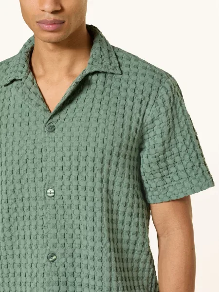 Oas Resortová Košile Waffle Cuba Comfort Fit zelená