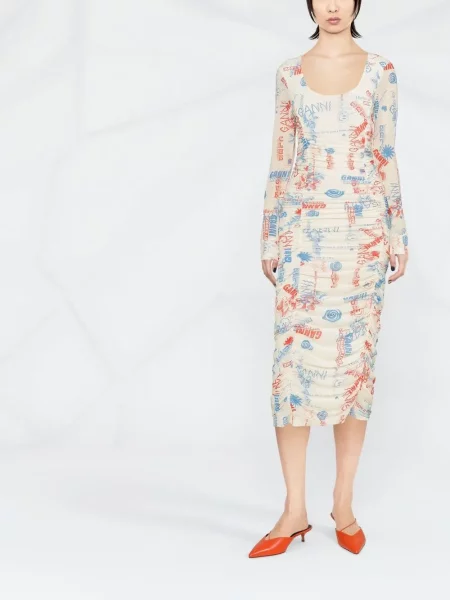 Rochie midi Ganni cu imagine