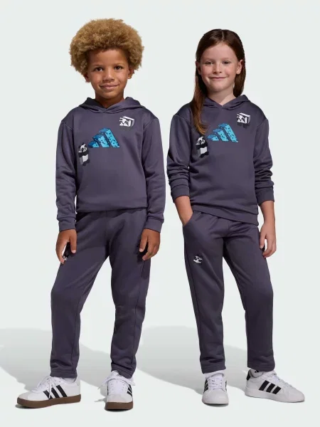 Флисовый костюмный спортивный костюм Adidas серый