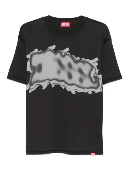 Тениска Diesel с принт черно