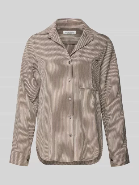 Bluzka z długim rękawem o kroju regular fit z mieszanki Marc O'polo brązowa