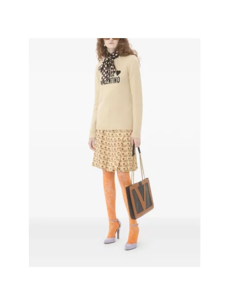 Sweter Valentino wełniany w serca beżowy