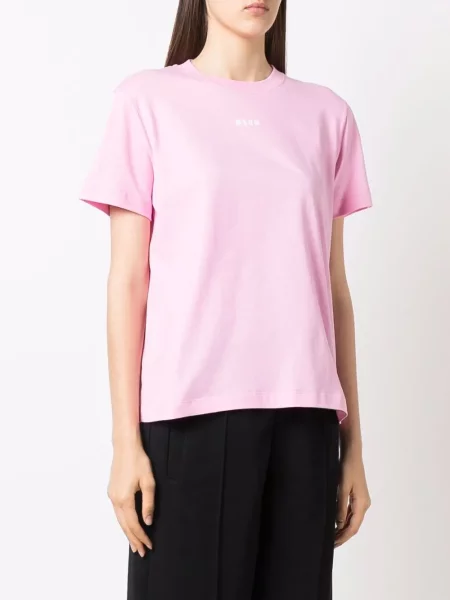 Krótka koszulka Msgm z nadrukiem różowa