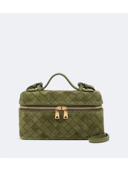 Geantă Bottega Veneta din piele de căprioară verde