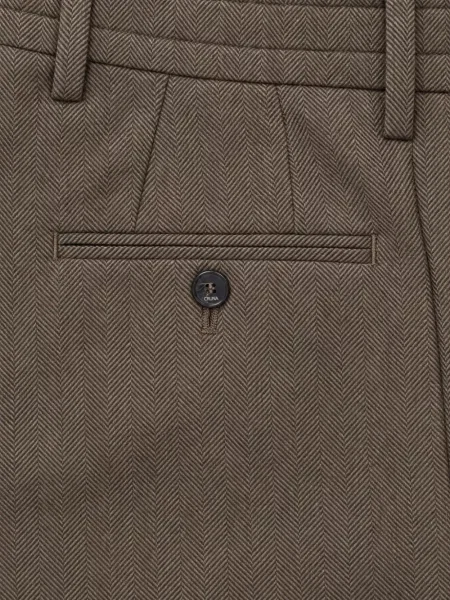 Pantaloni Cruna cu model herringbone maro