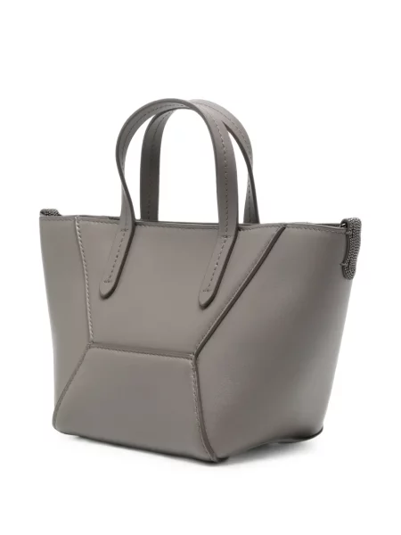 Geantă shopper Brunello Cucinelli din piele gri