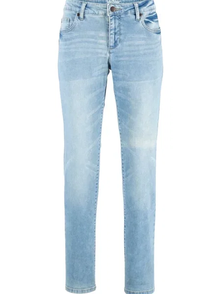 Dżinsy ze stretchem straight mid waist niebieskie