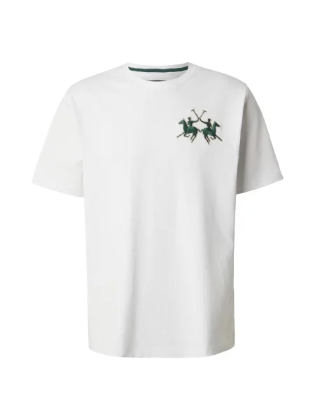 La Martina Tricou kitt / verde pin alb